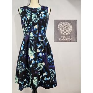 Vince Camuto Watercolor Fit and Flare Dress 6